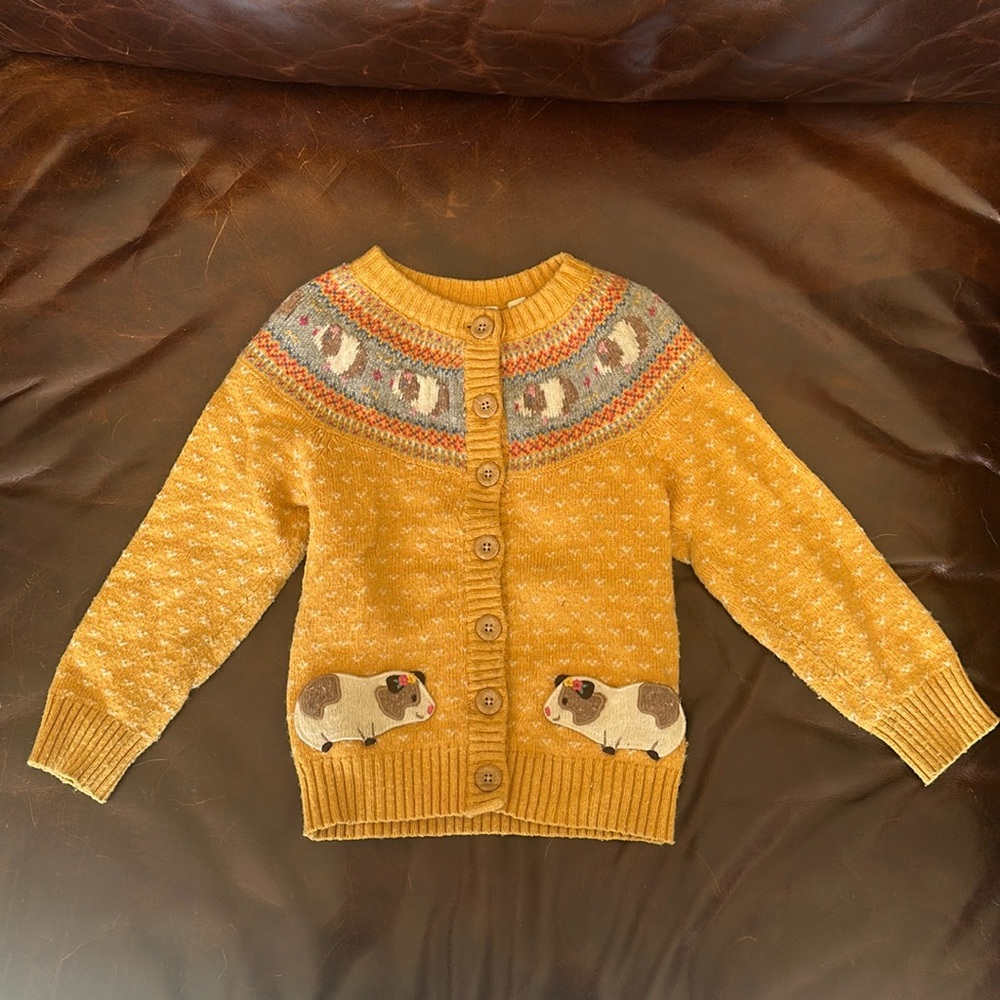 Girls' Yellow Fair Isle Cardigan